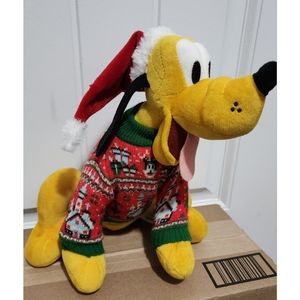 Disney Parks holiday plush Pluto in nordic sweater stuffed animal Christmas